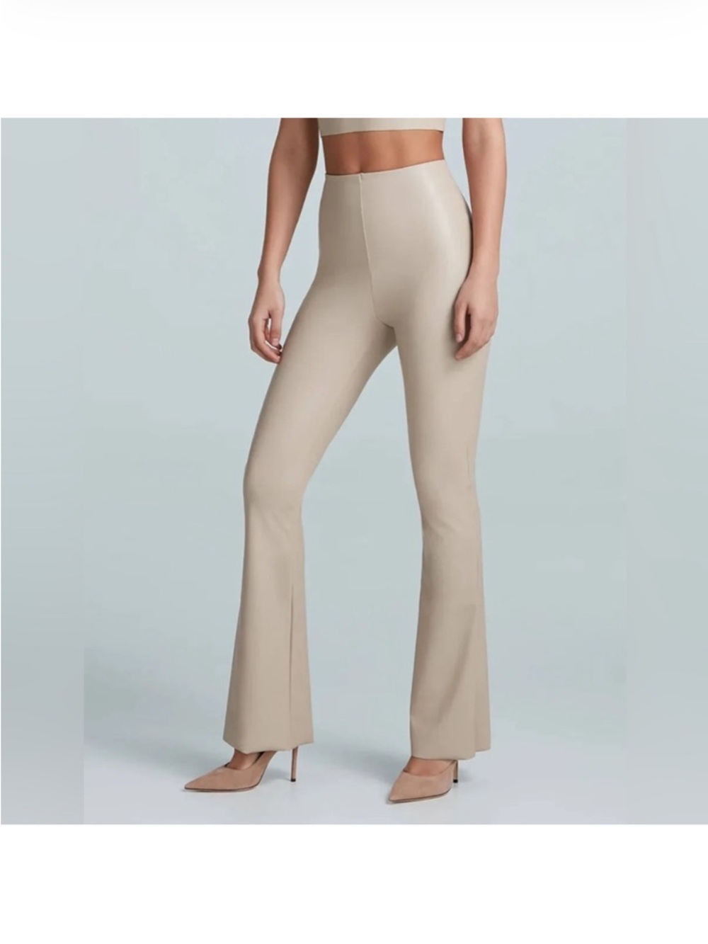 Commando Faux Leather Flare Legging Pant In Tan Size L